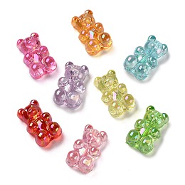 Honeyhandy Transparent Bear Acrylic Beads, AB Color Plated, Mixed Color, 18x11x7mm, Hole: 1.4mm