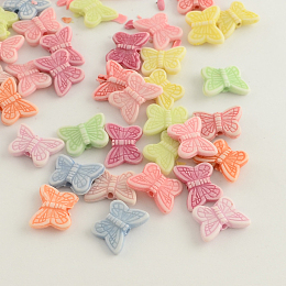 Honeyhandy Craft Style Acrylic Beads, Butterfly, Mixed Color, 11x15x4mm, Hole: 2mm, about 1250pcs/500g