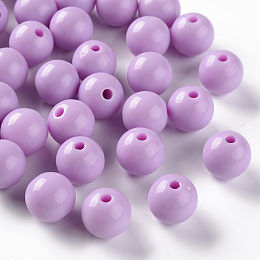 Honeyhandy Opaque Acrylic Beads, Round, Violet, 12x11mm, Hole: 1.8mm, about 566pcs/500g