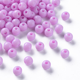 Honeyhandy Opaque Acrylic Beads, Round, Violet, 6x5mm, Hole: 1.8mm, about 4400pcs/500g