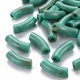 ARRICRAFT Acrylic Beads, Imitation Gemstone, Curved Tube, Light Sea Green, 36x13.5x11.5mm, Hole: 4mm, about 148pcs/500g