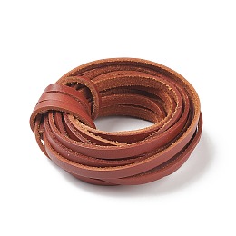 Honeyhandy Flat Cowhide Cord, for Necklace & Bracelet Making Accessories, Indian Red, 6x2mm