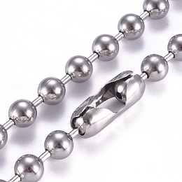 Honeyhandy 304 Stainless Steel Ball Chain Necklace, with Ball Chain Connectors, Stainless Steel Color, 23.6 inch(60mm), 8mm