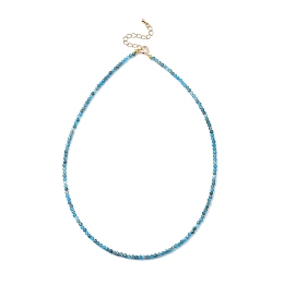 Honeyhandy Natural Apatite Beaded Necklaces, with Golden Plated Brass Chain Extender and Spring Ring Clasps, Golden, 17.32~17.52 inch(44~44.5cm)