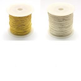 SUPERFINDINGS 2 Rolls 2 Colors Nylon Thread, with Metallic Cords, Mixed Color, 0.8mm, about 71.08 yards(65m)/roll, 1 roll/color