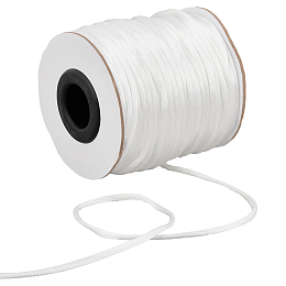 SUNNYCLUE 1 Roll Nylon Rattail Satin Cord, Beading String, for Chinese Knotting, Jewelry Making, Rattail Satin Cord, White, 2mm, about 50 yards/roll(150 feet/roll)