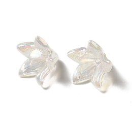 Honeyhandy Transparent Acrylic Bead Caps, Glitter Flower, Clear AB, 16x12.5mm, Hole: 1.2mm