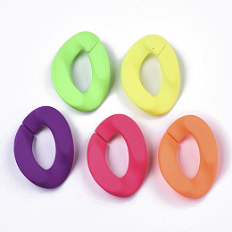 Honeyhandy Opaque Spray Painted Acrylic Linking Rings, Fluorescence, Quick Link Connectors, for Curb Chains Making, Unwelded, Twist, Mixed Color, 29x20.5x6mm, Inner Diameter: 8x16mm