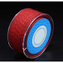 Honeyhandy Round Nylon Cords, Milan Cords/Twisted Cords, Red, 1.5mm, about 25.15 yards(23m)/roll