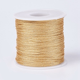 Honeyhandy Resin and Polyester Braided Cord Thread, Metallic Cord, Yellow, 1mm, about 100m/roll(109.36yards/roll)