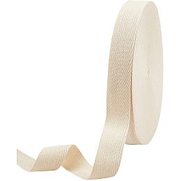 NBEADS 54.68 Yards(50m)/Roll Cotton Tape Ribbons, Herringbone Cotton Webbings, 30mm Wide Flat Cotton Herringbone Cords for Knit Sewing DIY Crafts, Antique White