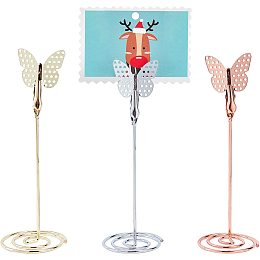 GORGECRAFT 3Pcs 3 Colors Table Number Holder Butterfly Place Card Stands Tall Table Wire Holders Iron Menu Memo Picture Photo Alligator Clips for Wedding Banquet Party Favors Supplies