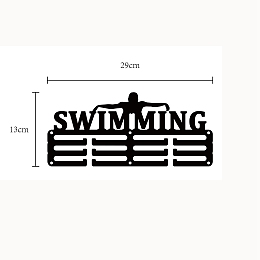 CREATCABIN Sports Theme Iron Medal Hanger Holder Display Wall Rack, with Screws, Swimming Pattern, 130x290mm