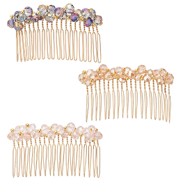 CRASPIRE Bride Wedding Glass Hair Side Comb Colorful Crystal Bridal Hair Combs 3 Colors Crystal Hair Pieces Daily Hair Accessories for Women