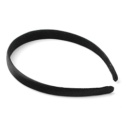 Honeyhandy Plastic Hair Bands, with Cloth Covered, Black, 100mm