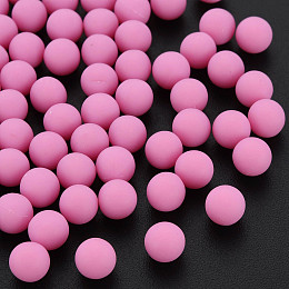 Honeyhandy Opaque Acrylic Beads, Frosted, No Hole, Round, Hot Pink, 6mm, about 3900pcs/500g