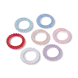 Honeyhandy UV Plating Opaque Acrylic Beads Frames, Flower Ring, Mixed Color, 42.5x43x5.5mm, Hole: 2.5mm, Inner Diameter: 31mm