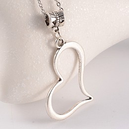 Honeyhandy Heart Tibetan Style Alloy European Dangle Charms, Large Hole Pendants, Antique Silver, 38x28x2mm, Hole: 4.5mm