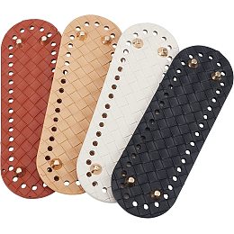 WADORN 4 Colors Leather Bag Bottom Shaper, Oval Long Crochet Bag Nail Bottom Leather Handbag Pad Bag Insert Cushion Base with Holes 7x2.3 Inch for DIY Handmade Woven Bag Shoulder Bag Making