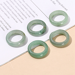 Honeyhandy Natural Green Aventurine Plain Band Finger Rings, Inner Diameter: 18~20mm