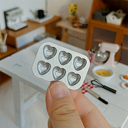 Honeyhandy Alloy Mini Cake Baking Mold, for Dollhouse Kitchen Accessories, Heart, 22x15x3mm