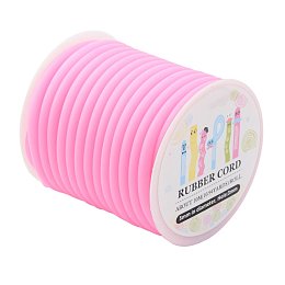 ARRICRAFT 1 Roll (about 10m) Pink Silicone Hollow Cord Rubber Thread 5mm for Bracelet Necklace Making with 3mm Hole