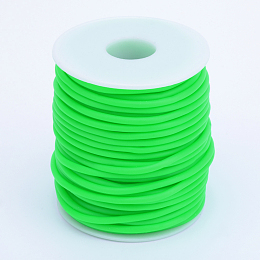 Honeyhandy Hollow Pipe PVC Tubular Synthetic Rubber Cord, Wrapped Around White Plastic Spool, Lime, 3mm, Hole: 1.5mm, about 27.34 yards(25m)/roll