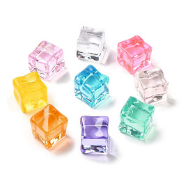 Honeyhandy Square Transparent Resin Ice Cubes, Clear Ice Rock Diamond Crystals, for Home Garden Aquarium Dollhouse Decor, Mixed Color, 18x18x17mm