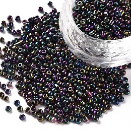 Honeyhandy 12/0 Glass Seed Beads, Iris Round, Colorful, 2mm, Hole: 1mm, about 30000pcs/pound