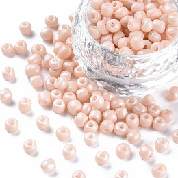 Honeyhandy 6/0 Glass Seed Beads, Dyed & Heated, Opaque Colours, Round Hole, Round, Antique White, 4~5x3~4mm, Hole: 1.2mm, about 450g/pound