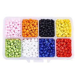 15 Colors Glass Seed Bead Kit, Size 6/0, 4mm, About 4,500pcs/box