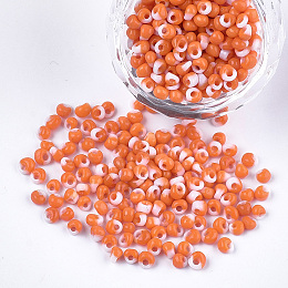 Honeyhandy Glass Seed Beads, Fringe Teardrop Beads, Opaque Colours, Two Tone, Dark Orange, 3.5~4x2.5~6mm, Hole: 1mm, about 4500pcs/bag