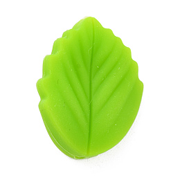 Honeyhandy Food Grade Eco-Friendly Silicone Focal Beads, Chewing Beads For Teethers, DIY Nursing Necklaces Making, Leaf, Lawn Green, 24x19x7mm, Hole: 2mm