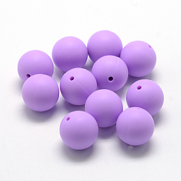 Honeyhandy Food Grade Eco-Friendly Silicone Beads, Round, Medium Purple, 12mm, Hole: 2mm