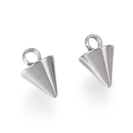 Honeyhandy 304 Stainless Steel Pendants, Spike/Cone, Stainless Steel Color, 8.5x6mm, Hole: 2mm