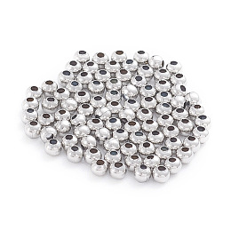 Honeyhandy 304 Stainless Steel Beads, Hollow Round, Stainless Steel Color, 3x2.7~3mm, Hole: 1mm, 500pcs/bag