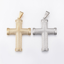 Honeyhandy 304 Stainless Steel Pendants, Large Hole Pendants, Cross, Mixed Color, 45x31x3.5mm, Hole: 9x5mm