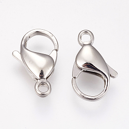 Honeyhandy 304 Stainless Steel Lobster Claw Clasps, Parrot Trigger Clasps, Stainless Steel Color, 17x10.5x4.5mm, Hole: 2mm