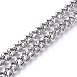 Honeyhandy 304 Stainless Steel Curb Chains, Twisted link Chains, Unwelded, Stainless Steel Color, 8mm, Link: 10x8x2mm