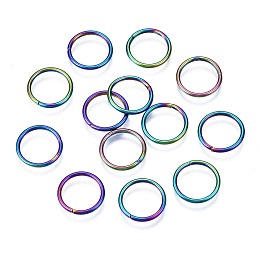 Honeyhandy Ion Plating(IP) 304 Stainless Steel Jump Rings, Round Ring, Open Jump Rings, Rainbow Color, 18 Gauge, 12x1mm, Inner Diameter: 10mm