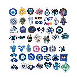 Honeyhandy 50Pcs Evil Eye Theme Paper Stickers Sets, Adhesive Decals for DIY Scrapbooking, Photo Album Decoration, Mixed Color, 27~72x39~72x0.2mm