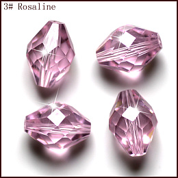 Honeyhandy Imitation Austrian Crystal Beads, Grade AAA, Faceted, Bicone, Pink, 10x13mm, Hole: 0.9~1mm