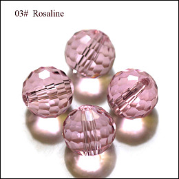 Honeyhandy Imitation Austrian Crystal Beads, Grade AAA, Faceted, Round, Pink, 10mm, Hole: 0.9~1mm