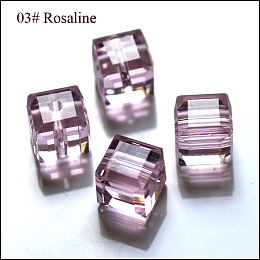 Honeyhandy Imitation Austrian Crystal Beads, Grade AAA, Faceted, Cube, Pink, 5~5.5x5~5.5x5~5.5mm(size within the error range of 0.5~1mm), Hole: 0.7~0.9mm