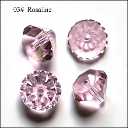 Honeyhandy Imitation Austrian Crystal Beads, Grade AAA, Faceted, Diamond, Pink, 6x4mm, Hole: 0.7~0.9mm