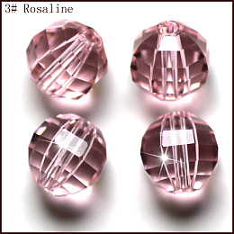 Honeyhandy Imitation Austrian Crystal Beads, Grade AAA, Faceted, Round, Pink, 10mm, Hole: 0.9~1mm