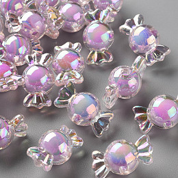 Honeyhandy Transparent Acrylic Beads, Bead in Bead, AB Color, Candy, Violet, 11.5x21.5x11.5mm, Hole: 2.5mm, about 393pcs/500g