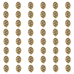 DICOSMETIC 80Pcs Hollow Oval Spacer Beads Antique Golden Beads Tibetan Spacer Beads Filigree Loose Spacer Beads Small Hole Beads 1.6mm Alloy European Beads for Jewelry Making