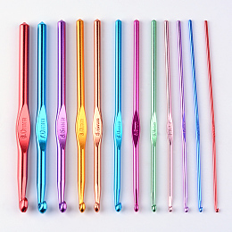 Honeyhandy Aluminum Crochet Hooks Needles, Mixed Color, 150x2~8mm, 12pcs/Bag