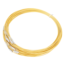 Nbeads 50Pcs Stainless Steel Wire Necklace Cord DIY Jewelry Making, with Brass Screw Clasp, Yellow, 17.5 inch(44.5cm)